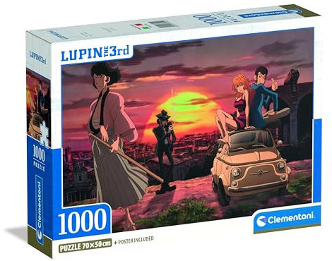 Clementoni Puzzle Lupin III 1000 Stücke, Compact Box - Puzzle für Erwachsene 14-99 Jahre, Geschenk für Mann und Frau, Made in Italy, 37054