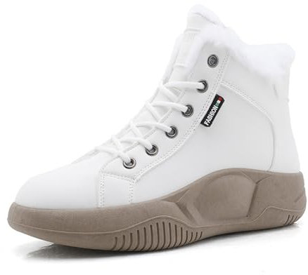 Jack Damen Flach Size Outdoor Travel Snow Boots Women Outdoor Travel Cotton Shoes Sneakers Schwarz Lack (White, 38)