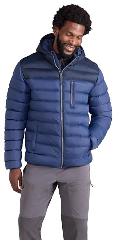 Mountain Warehouse Link Mens Padded Puffer Jacket | Lightweight & Water Resistant Hooded Coat, Tested to -30C, Microfibre Insulated to keep Warm & Comfy, For Winter, Walking