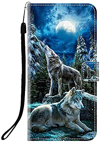 Sunrive Kompatibel mit Blackvie Shark 9 5G Hülle,Magnetisch Schaltfläche Ledertasche Schutzhülle Etui Leder Case Handyhülle Tasche Schalen Lederhülle MEHRWEG(Q Wolf 1)