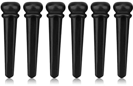 CheoTime 6pcs Épingles de pont de guitare en ébène, ponts de pont de guitare acoustique pour 6 et 12 cordes de remplacement pièces de guitare épingles à cordes de guitare avec de