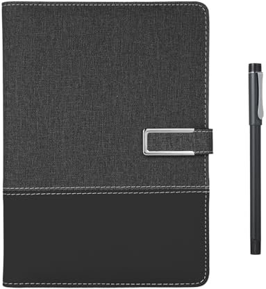 Mavaol Smart Pen + A5 Leather Notebook Pianifica del diario foderato Sincronizzazione in tempo reale per la digitalizzazione 'uso con app di archiviazione vocale/offline/AI (Nero)