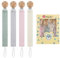 DOUUCO 4Pcs Dummy Clips Cotton Fabric Clips for Baby, Mam Soother Chain Holder Straps Teething Baby Teething Toys Fits All Pacifiers