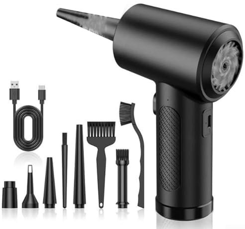 Electric Air Duster with 100000RPM Power and LED Indicator Light, Comes with Multi Functional Accessories for Easy Cleaning