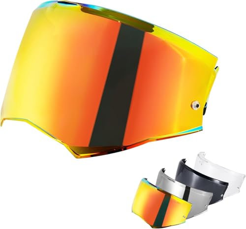 Visiera Casco Moto per FF901/Advant X,Visiere per Casco Moto,Sostituzione della Visiera della Lente del Casco del Parabrezza del Motociclo per Il Casco Integrale (Cromo Rosso)