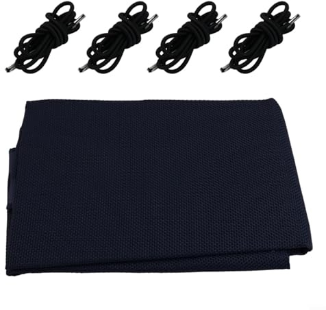 Strandkorb Reparatur Stoff Set 160x43cm Tuch mit 4 hochelastischen Seilen für Outdoor Elemente (Marineblau)