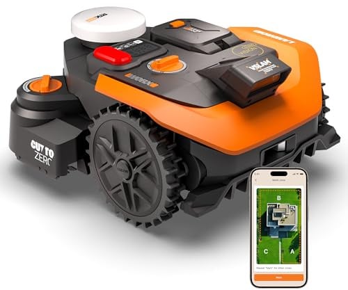 Worx Vision Cloud WR308E, 2WD robot rasaerba senza filo perimetrale, 800 m² | Senza filo perimetrale, navigazione VSLAM + RTK Cloud supportata dall’IA, mappatura automatica, Cut-to-Zero,senza antenna RTK