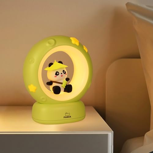 Annmore Nachtlicht und Schlummerleuchten für Kinder, Panda | Aufladbar, Dimmbar, Nachttischlampe, Stilllicht, Babyzimmer Deko, Geschenk Jungen Mädchen