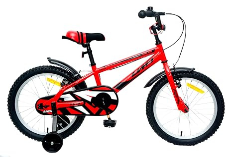 DEPORBIKES ️ Kinderfahrrad 16, 18, 20 Zoll | Kinderfahrrad für Kinder von 5-10 Jahren + V-Break-Bremsen + Stützrädern | ideales sicheres Fahrrad für Kinder (rot, 18 Zoll)