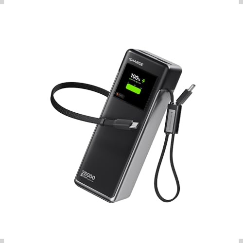 SHARGE 170W Power Bank 25000mAh per Laptop con Display TFT e 4 Porte