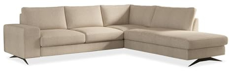 Home4You Ecksofa - 285 x 222 cm - Creme - Webstoff