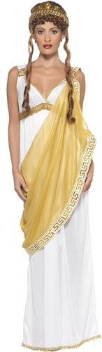 Smiffys Helene von Troja Kostüm, Weiß und Gold, Kleid und Diadem
