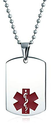 Unisex Personalizar La Identificación Médico Personalizable Médicos De Alerta Médico De Identificación Etiqueta De Perro De Acero Colgante Collar Para Hombres Mujeres De 20 Pulgadas De Cadena Media