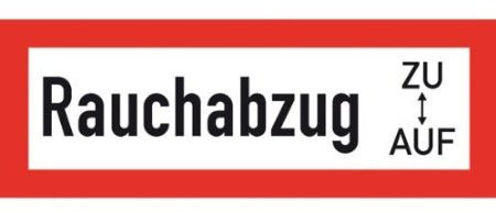 Indigos UG - Aufkleber - Hinweisschild Brandschutz Rauchabzug zu/auf - 14,8x5,2 cm - Warnung - Sicherheit - Hotel, Firma, Haus