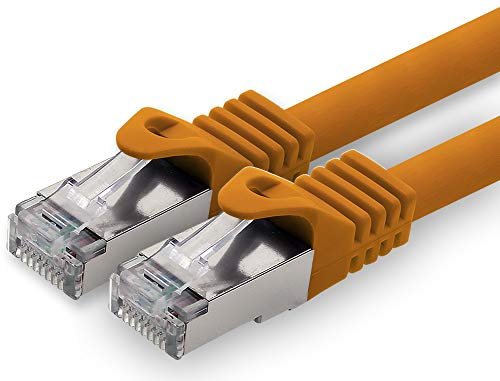 1aTTack.de 7,5 m - orange - 1 pièce câble réseau CAT.7 câble patch SFTP PIMF LSZH câble Gigabit Lan câble brut cat7 10 Gb avec connecteur RJ45 Cat6a compatible avec CAT5 CAT6 cat7 cat8