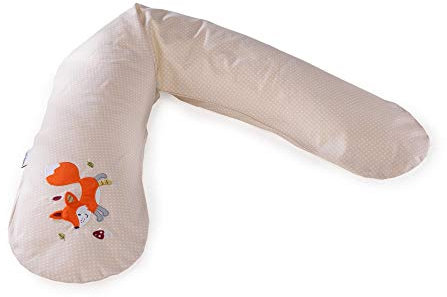 Das Original Theraline Stillkissen | 190 cm | Polyester Hohlfaser Füllung | inklusive Bezug Knistertier Fuchs