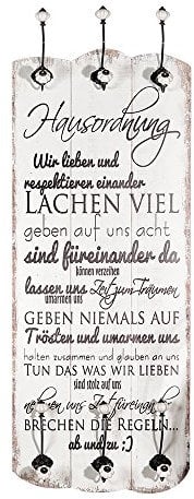 Melko Garderobenpaneel 100CM 6 Kleiderhaken Holz Shabby Hakenleiste Aufhängung Weiß