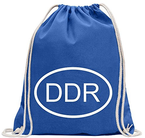 Kiwistar - Turnbeutel - royal - DDR - Fun Rucksack Sport Beutel Gymsack Baumwolle mit Ziehgurt