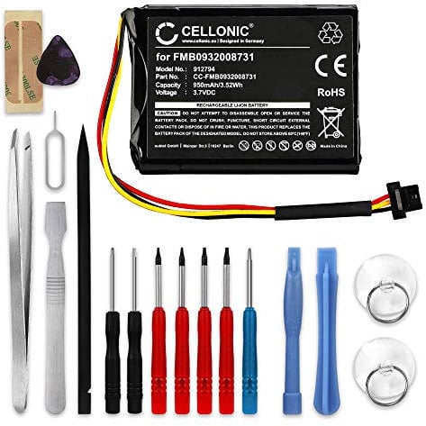CELLONIC, Akku Navi kompatibel mit Tomtom Go 510 (2013), Go 600, Go 500 (2013) (950mAh, 3.7V) + Werkzeug-Set Ersatzakku FMB0932008731 AHA11110005 6027A0089521