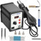 TXINLEI Stazione di saldatura 858D 110V, display digitale SMD stazione di rilavorazione ad aria calda Kit saldatore pistola termica, pinzette, pompa dissaldante