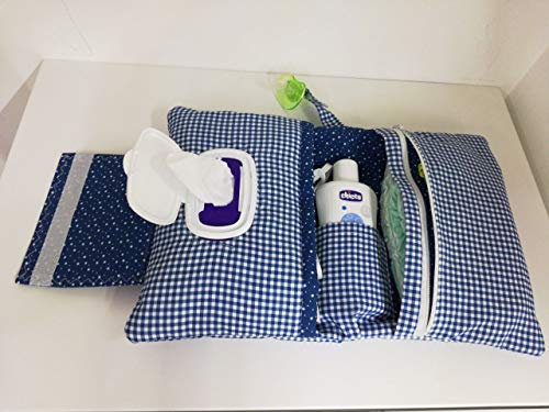 Porta pannolini e accessori bebè in cotone col blu personalizzato