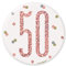 50. Geburtstags-Anstecker - 7,5 cm - Glitzer-Roségold-Geburtstag
