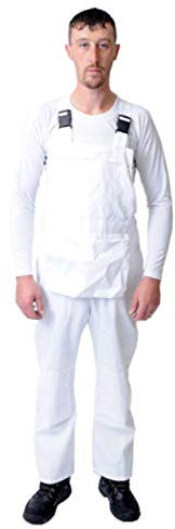Road Master Bib and Brace Dungaree Overalls Painters Suit for Decorators Builders, White, XX-Small - 30