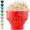 Zulay Grande machine à pop-corn pour micro-ondes – Bol pliable en silicone pour micro-ondes avec couvercle – Bol à pop-corn pour micro-ondes de taille familiale – Capacité de 15 tasses - Rouge