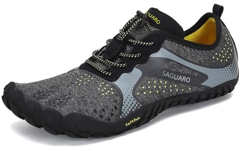 SAGUARO Barfußschuhe Damen Herren Zehenschuhe Traillaufschuhe Weich Bequem Barfussschuhe Fitnessschuhe Männer Frauen Trainingsschuhe für Joggen Laufen Wandern, Crow Black, 41 EU