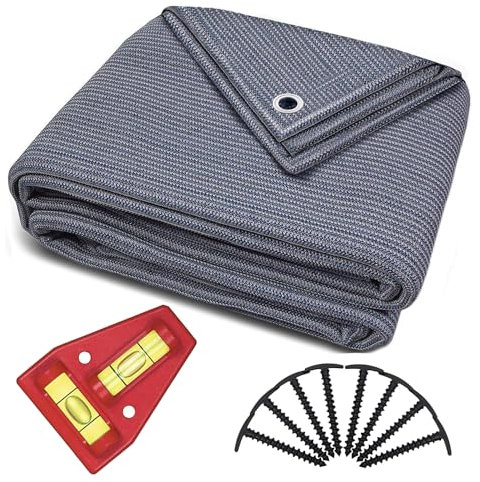 smartpeas Vorzeltteppich 300x400 cm - Camping Outdoor Teppich Blau/Grau - Camping Vorzeltteppich ist Aus Polyethylen (HDPE) Mit Edelstahl-Ösen Robust und Waschbar