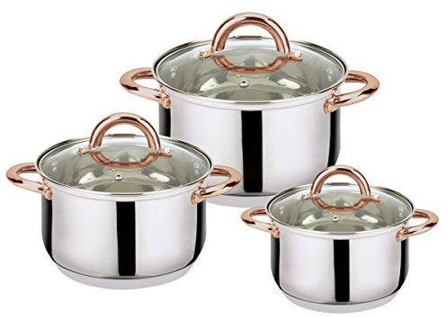 American Dream 6-Piece Stainless Steel Casserole Set Pots and Lids