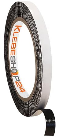 KLEBESHOP24 Doppelseitiges Klebeband schwarz für Wand | Montageklebeband | 5 oder 66 Meter | Breite & Menge auf Rolle wählbar / 12 mm x 5 m
