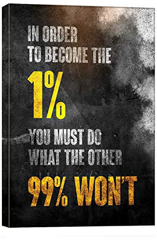 1% Unternehmer motivierender Kunstdruck auf Leinwand, inspirierendes Büro, Wandkunst, Poster mit Zitaten – Leinwand-Kunstdruck, gerahmt, für Zuhause, Büro, Badezimmer, Wanddekoration, 61 x 91 cm