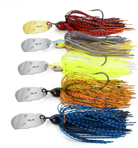 MadBite by KastKing Bladed Jigs Fishing Lures for Bass Fishing, 3/8oz, 5PCS