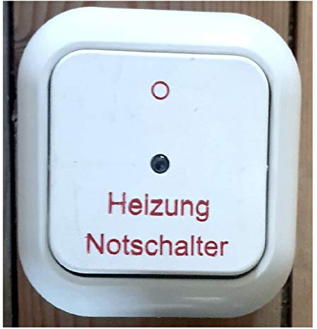 Heizung Notschalter - Aufputz mit Kontrollleuchte und Aufschrift AP 005432