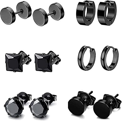 8 Paare Edelstahl Kreuz Ohrringe, Creolen Ohrringe Schwarz Ohrstecker Set Ohrringe Männer Ohrschmuck Piercing Edelstahl Ohrclips Tunnel Piercing Set Diamant Edelstahl Ohrringe für Herren Damen