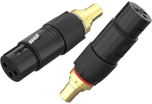 Preffair 2 Units XLR Female to RCA Female HiFi Stereo Socket Adapter 24K Gold Plated Convertor Connector Anti-EMI/RFI 3-Pin Microphone Coupler Convertor.(2Pcs,XLR F-RCA F)