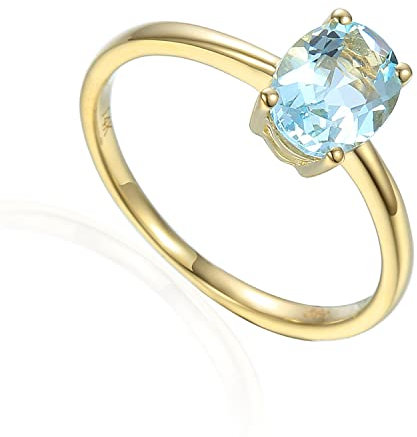 585er Gelbgold Damenring mit Aquamarin 1,02 ct. Gr. 54 Edelstein Solitär Verlobungsring