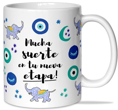 LINFORMAL TAZAS ORIGINALES PARA REGALAR | TAZAS CON FRASES MOTIVADORAS | IDEAL PARA UNA REGALOS PARA DAR LAS GRACIAS | CERÁMICA DE 350ML | Mucha suerte