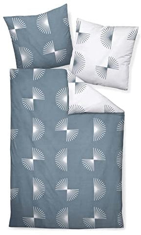 Janine Mako-Satin Bettwäsche J. D. 240x220 cm + 2X 80x80 cm blaugrün