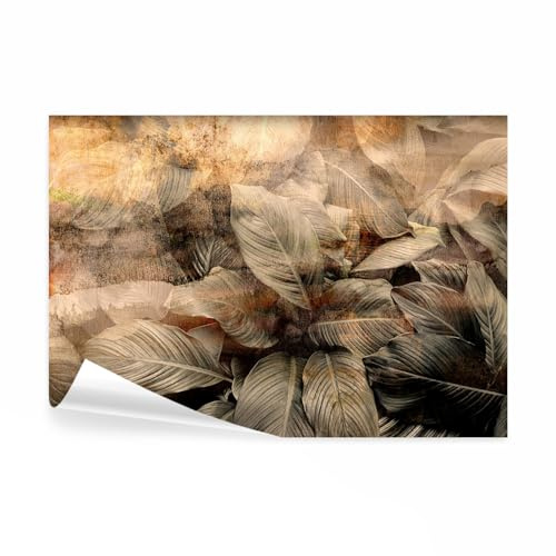 decomonkey Fototapete selbstklebend Pflanzen, 441x315 cm, Laub Natur, Retro | Botanik, Vintage, Braun, Selbstklebende, Tapeten, Wand, Fototapeten, Tapete, Wandtapete, klebend, Klebefolie