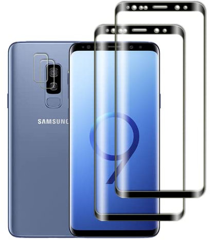 Vuciya [Lot de 2 Verre Trempé pour Samsung Galaxy S9 Plus，3D Couverture Complète,2 X Caméra Arrière Protecteur，Dureté 9H, Anti Rayures,sans Bulles,Anti-Trace de Doigts,HD Verre,pour​ Galaxy S9+