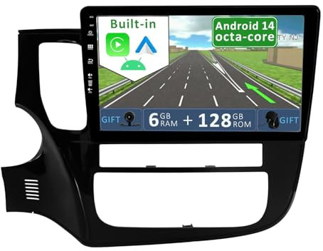 YUNTX [6GB+128GB] Android 15 2 Din Autoradio für Mitsubishi Outlander(2012-2018)-[Integriertes Wireless CarPlay/Android Auto/DSP]-Kamera&MIC-Unterstützung DAB/Lenkradsteuerung/MirrorLink/WiFi/USB /4G