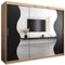 KRYSPOL Schwebetürenschrank Madryt 250 cm mit Spiegel Kleiderschrank mit Kleiderstange und Einlegeboden Schlafzimmer- Wohnzimmerschrank Schiebetüren Modern Design (Artisan Eiche + Schwarz)
