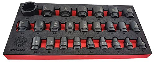 Hallmark 25pc Impact Socket Set (12-Point) 8-36mm - 1/2 Drive - LBMPSET836