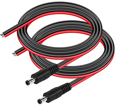 CERRXIAN DC5525 Power Pigtails Kabel,3.3 FT 14AWG 5.5mm x 2.5 mm DC Male Bare Wire Open End Power Wire,DC Versorgung Reparatur Kabel für CCTV Sicherheitskamera LED Streifen Licht etc-2 Stück