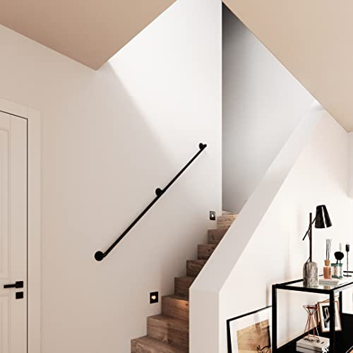 pamo Handlauf für Treppen | 36-392 cm | Handlauf schwarz aus stabilen Rohren im industrial Loft Design | Treppengeländer innen zur Wandbefestigung | Handläufe