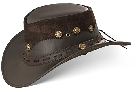 Black Forest Fox Country Luxus Western Cowboy Hut Reiten Leder Sonnenhut (XXL Brown)