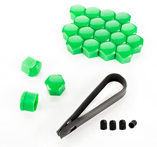LST 20x Radschraube Abdeckkappen Sechskant Felgen Kappen Set 17 mm Glanz grün