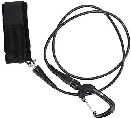 Yuecoom Freediving Lanyard Leash, Edelstahl-Tauchsicherheitsseilkabel mit Armbandkarabiner für Unterwassersportarten(Schwarz)